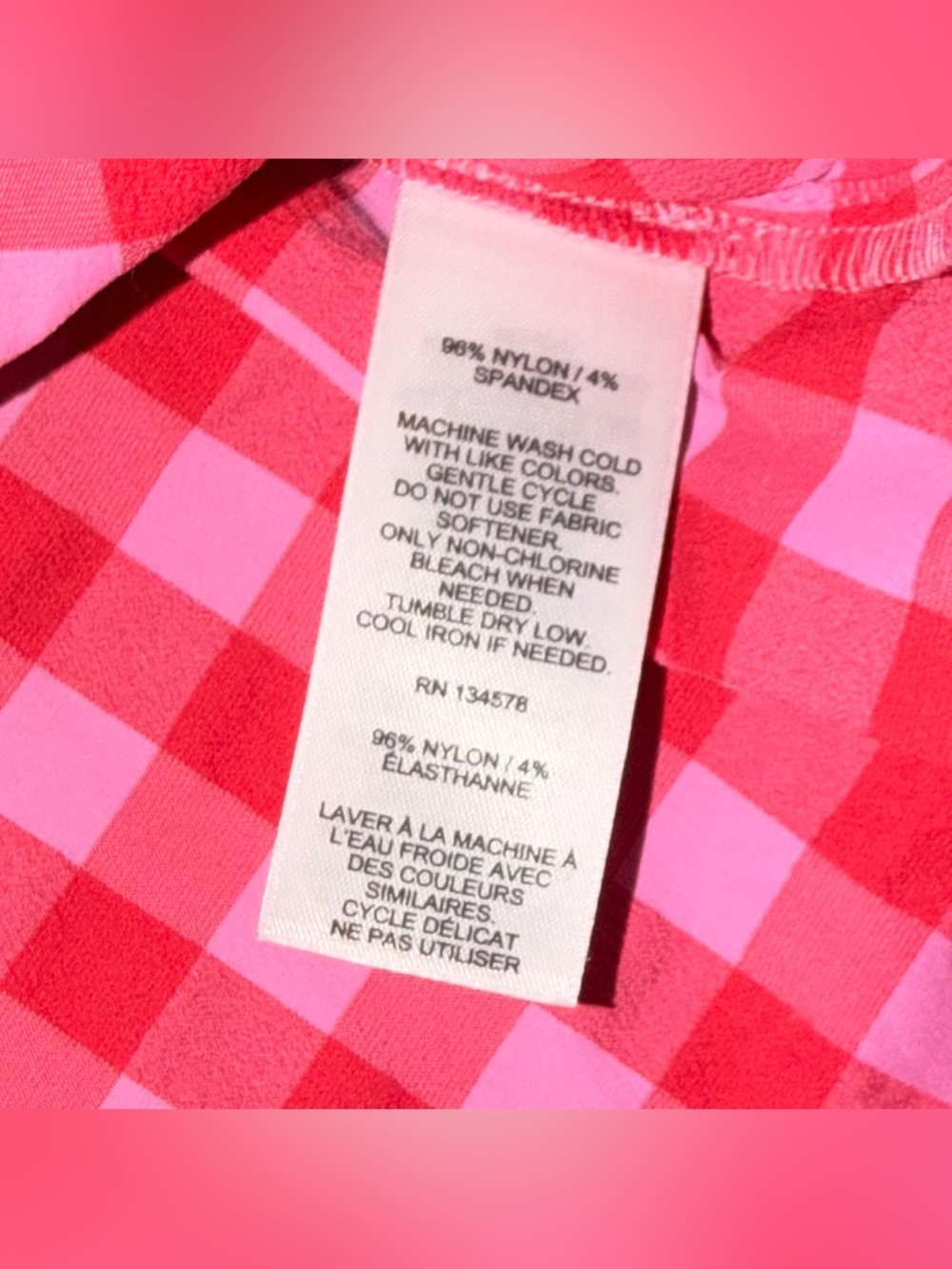 Vineyard Vines Women's Performance Sleeveless Gingham Ruffled Pink Medium - Picture 7 of 10